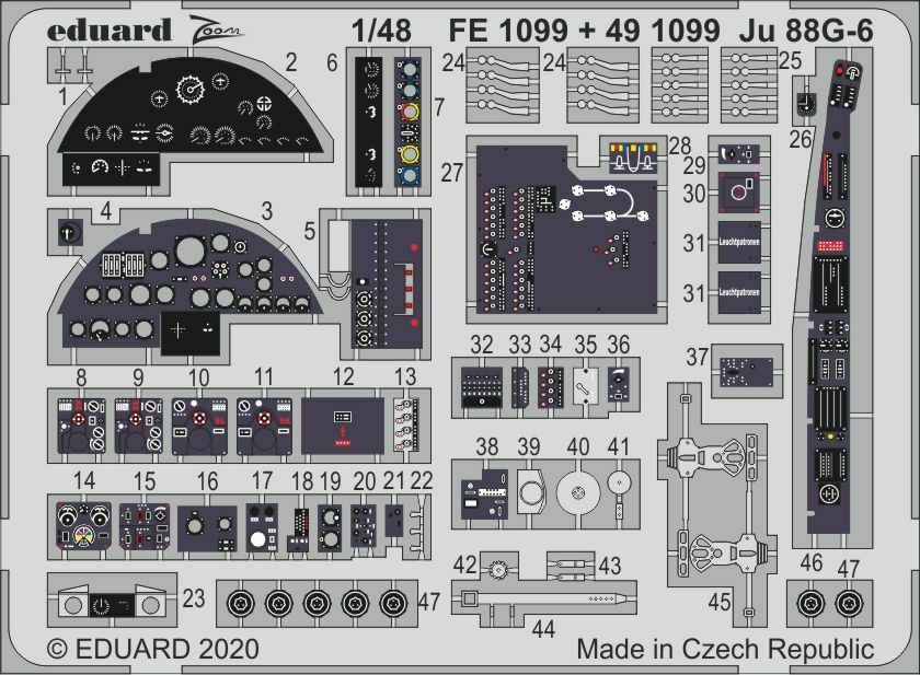 

Фототравление Eduard 491099 491099 Ju 88G-6 интерьер 1/48, Цветной