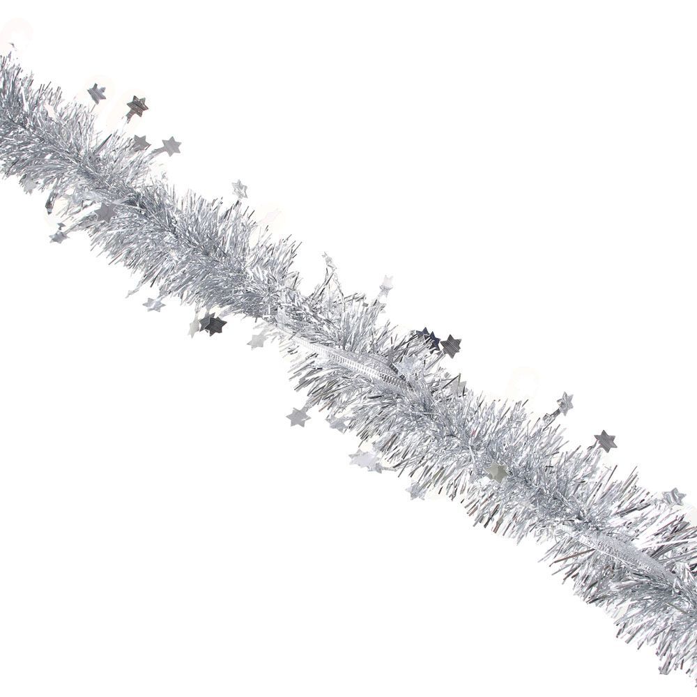 

СНОУ БУМ Мишура с декоративной лентой, 6х200см, ПВХ, серебро, Серебристый, 377593