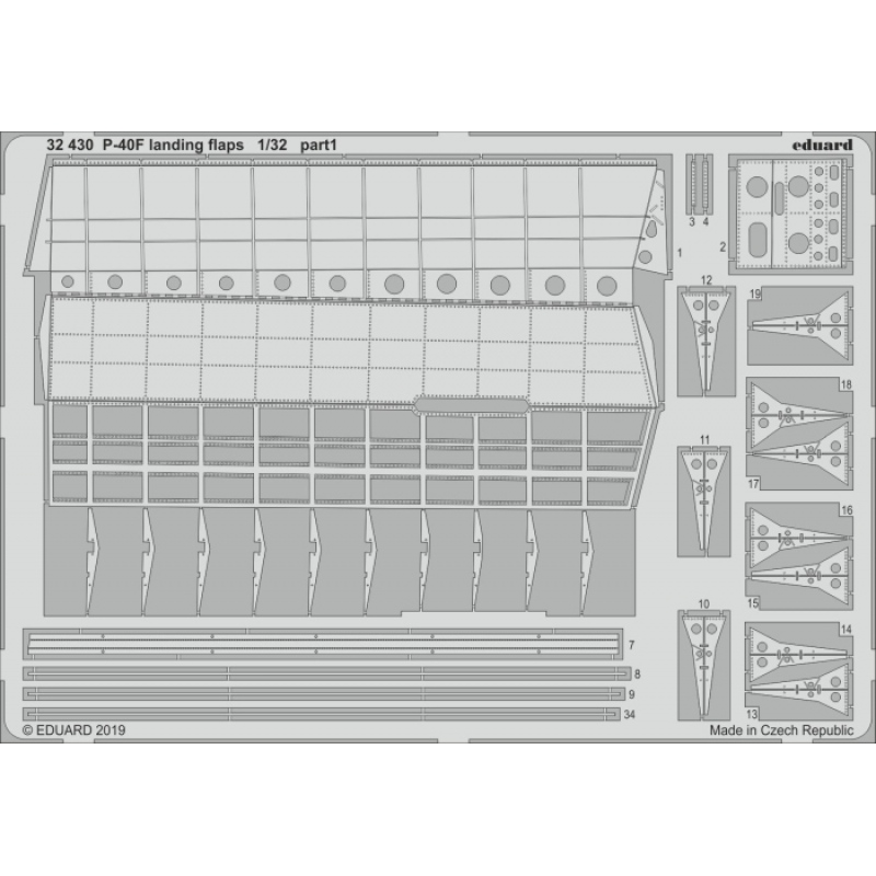 

Фототравление Eduard 32457 P-40E закрылки 1/32, Цветной