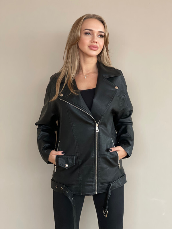 Кожаная куртка женская E-Lisman&ZG 185 черная XXL