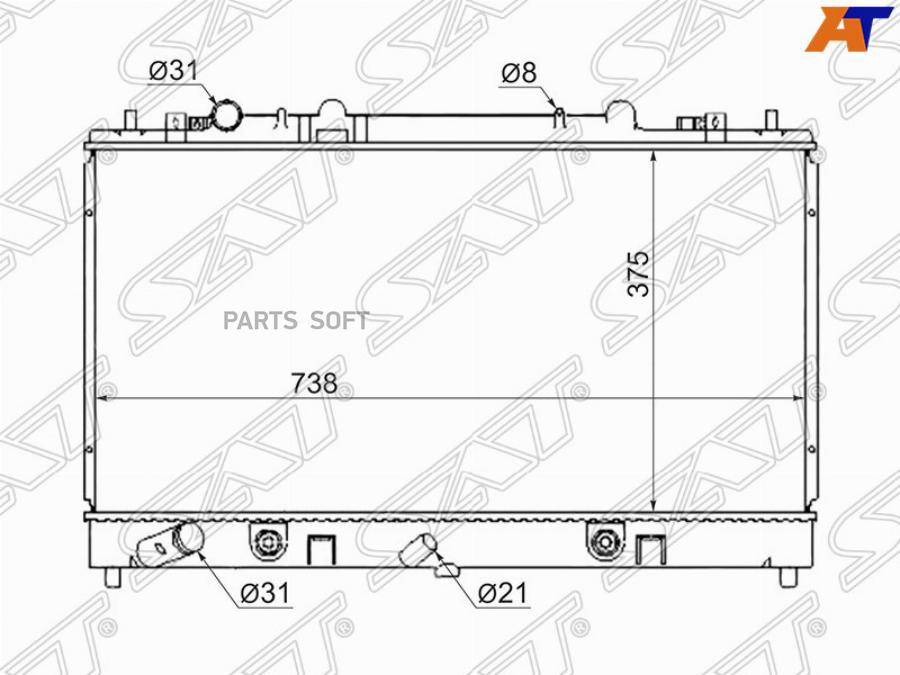 

SAT Радиатор MAZDA 6/ATENZA 3.0 03-08 доп. патрубок