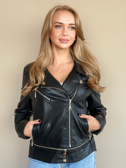 

Кожаная куртка женская E-Lisman&ZG 8855 черная ONE SIZE, 8855
