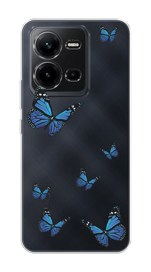 

Чехол на Vivo V25/V25e "Blue butterflies", Синий;черный, 267650-1