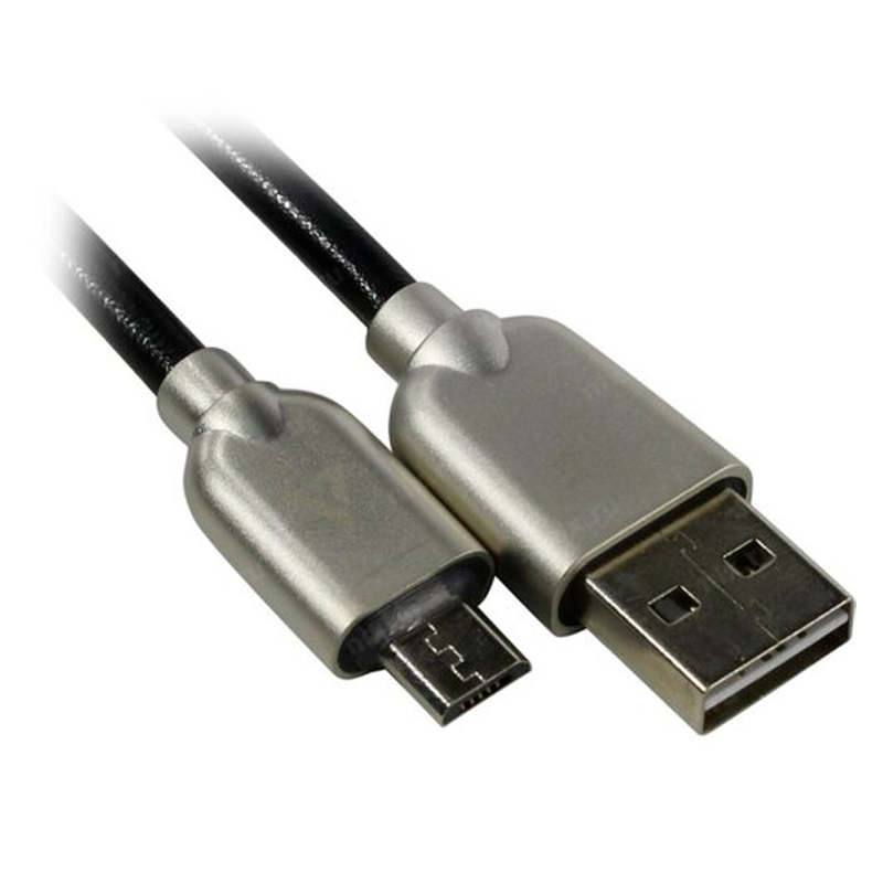 USB кабель ACD-Allure MicroUSB  USB-A Кожа, 1м, черный (ACD-U926-M1B)