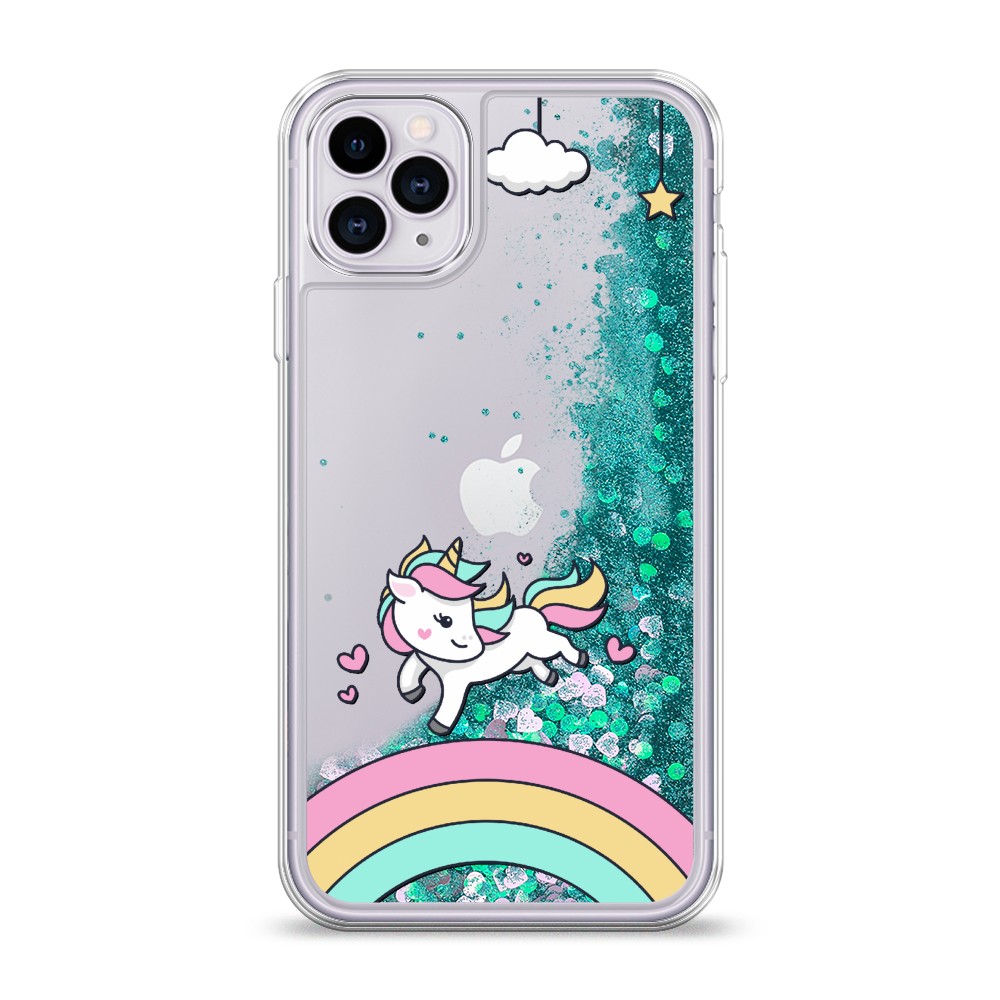 

Жидкий чехол с блестками "Единорог на радуге" на Apple iPhone 11 Pro, 12395-1