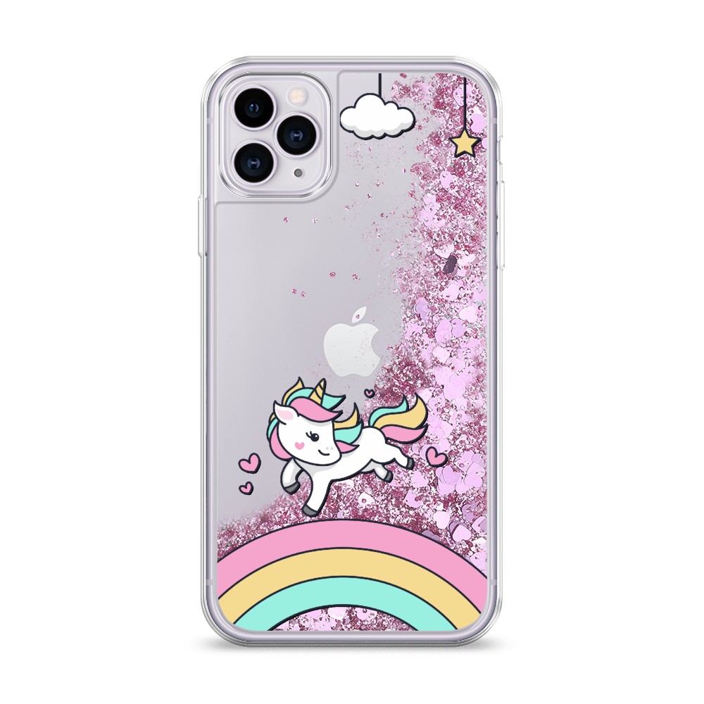 

Жидкий чехол с блестками "Единорог на радуге" на Apple iPhone 11 Pro Max, 12294-1