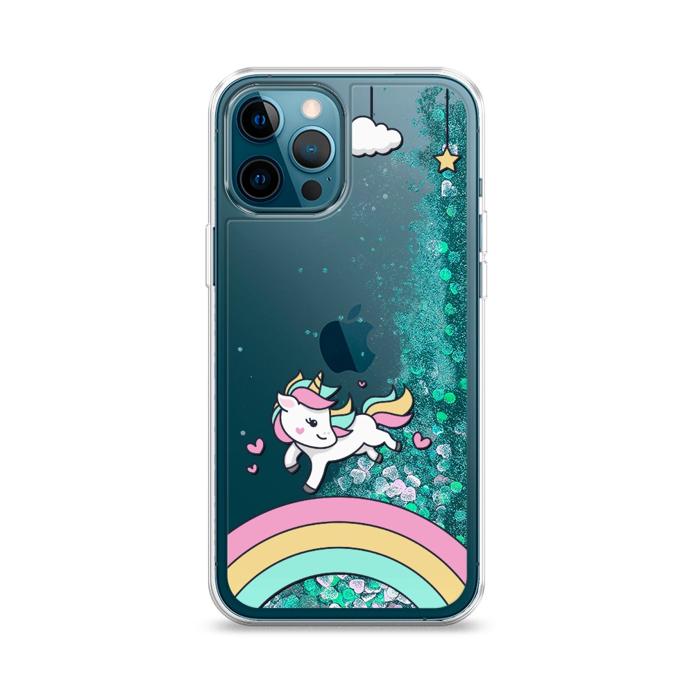 

Жидкий чехол с блестками "Единорог на радуге" на Apple iPhone 12 Pro, 12895-1