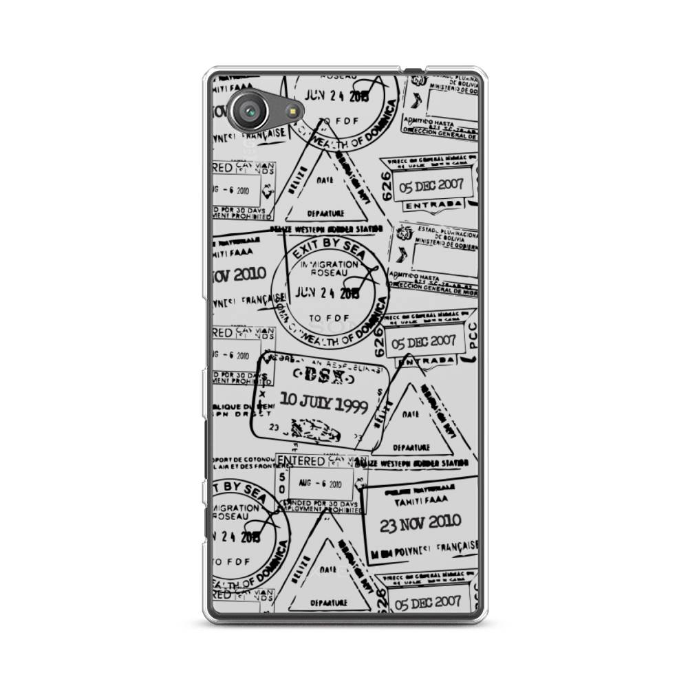 

Чехол на Sony Xperia Z5 compact "Visa stamps 2", Белый;черный;серый, 52250-2