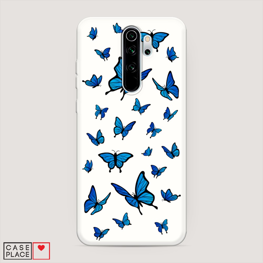 

Матовый силиконовый чехол "Синие бабочки" на Xiaomi Redmi Note 8 Pro