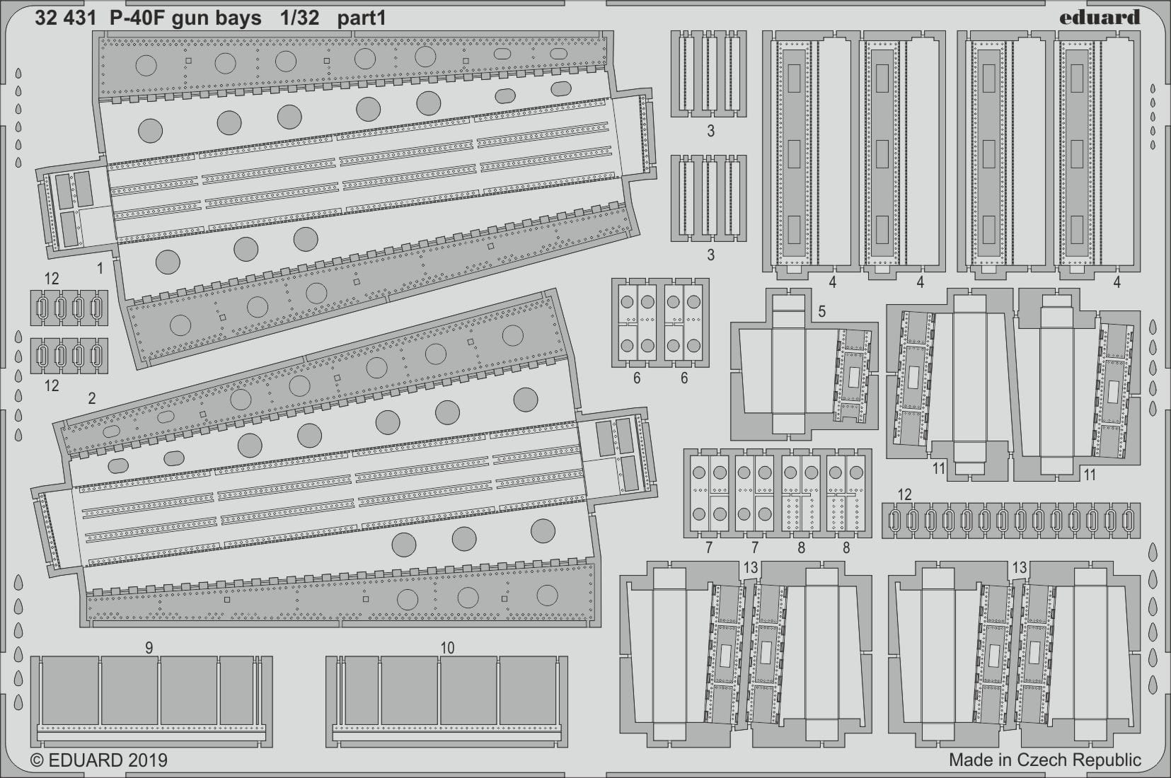 

Фототравление Eduard 32456 P-40E gun bays 1/32, Однотонный
