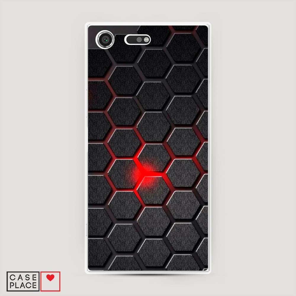 

Чехол на Sony Xperia XZ Premium "Соты красные", Красный;черный;серый, 52450-3