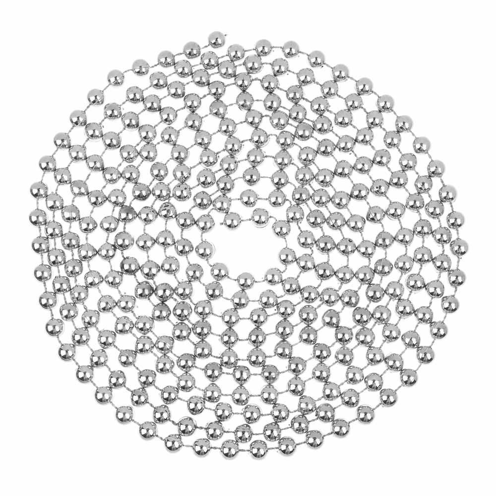 

СНОУ БУМ Бусы декоративные, 8м, d7мм, пластик, цвет серебро (VS), Серебристый, 378268