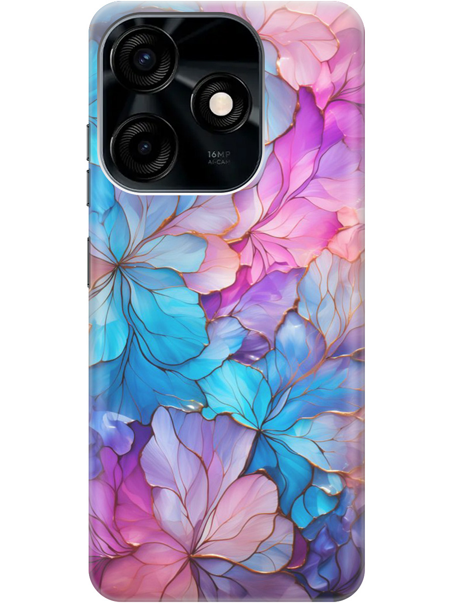 

Силиконовый чехол на Tecno Spark 10/10C с рисунком "Цветочный витраж", Голубой;розовый, 20000765