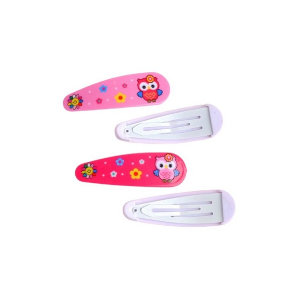 

Невидимка для волос "Весёлый глянец" (набор 4 шт) совушки 5 см, розовый, Розовый;красный