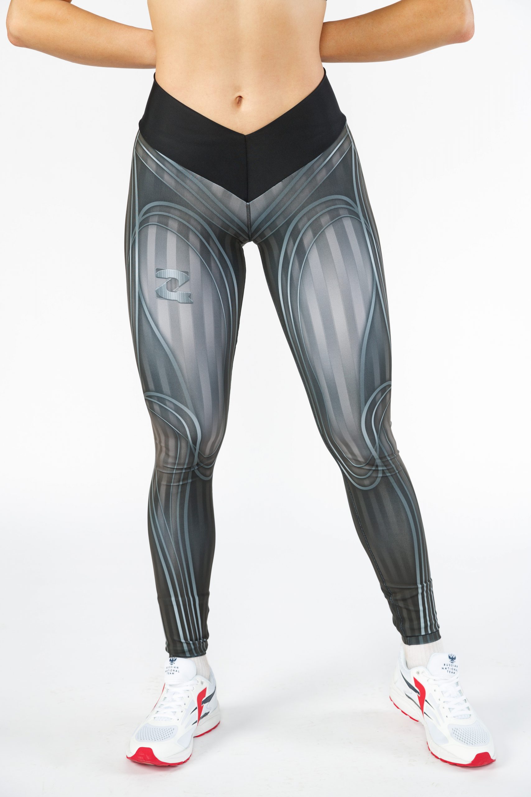 Тайтсы компрессионные V-пояс (чёрный) Жен. Victoria