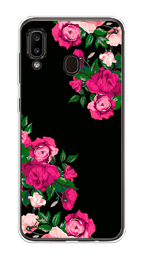 

Чехол на Samsung Galaxy A30/A20 "Розы фуксия", Черный;розовый;зеленый, 27550-1