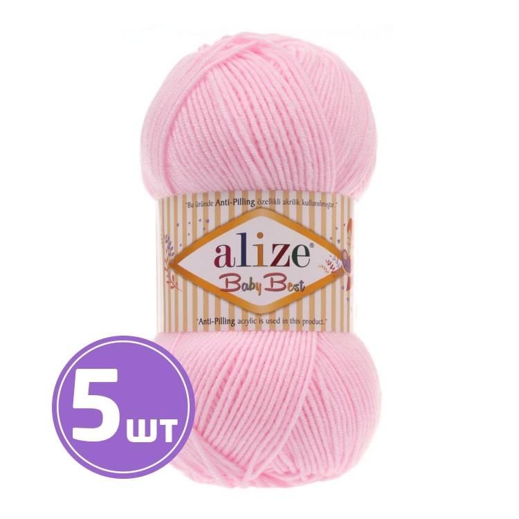 

Пряжа ALIZE Baby best (185), светло-розовый, 5 шт. по 100 г