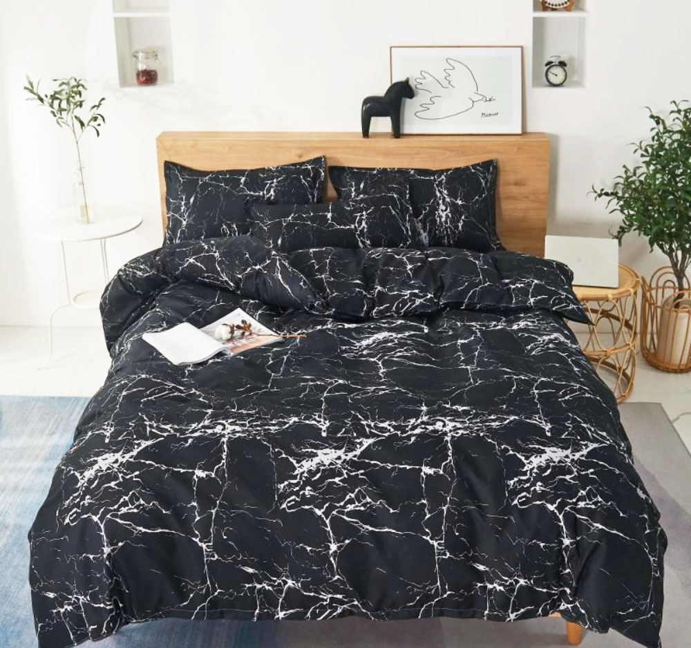 фото Постельное белье grazia-textile 1,5-спальный black marble, сатин, нав. 50x70