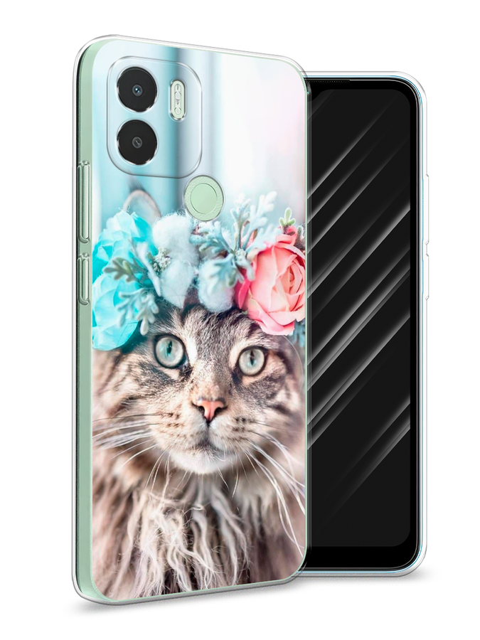 

Чехол Awog на Xiaomi Redmi A1+/A2+ "Кот в венке", Серый;голубой;розовый, 318550-2