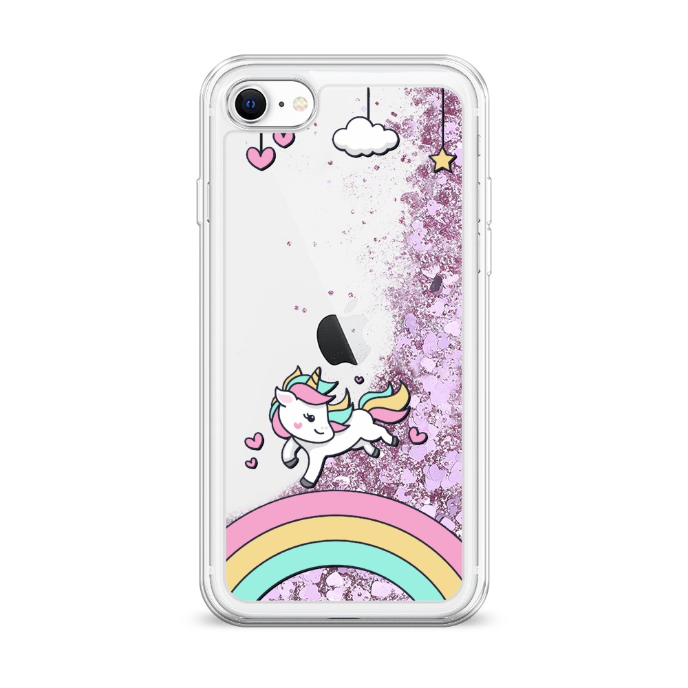 

Жидкий чехол с блестками "Единорог на радуге" на Apple iPhone SE 2020, 12494-1