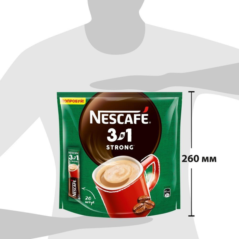 

Кофе Nescafe 3 в 1 Strong раств., пакет, 14,5гх20шт/уп