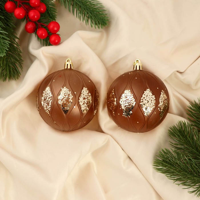 Шар на ель Зимнее волшебство Гэбриэл 9510228 2 шт. коричневый