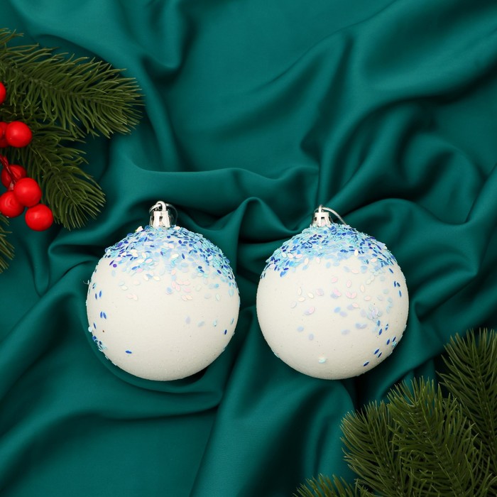 Шар на ель Зимнее волшебство Зимнее сияние 9510214 2 шт. белый голубой