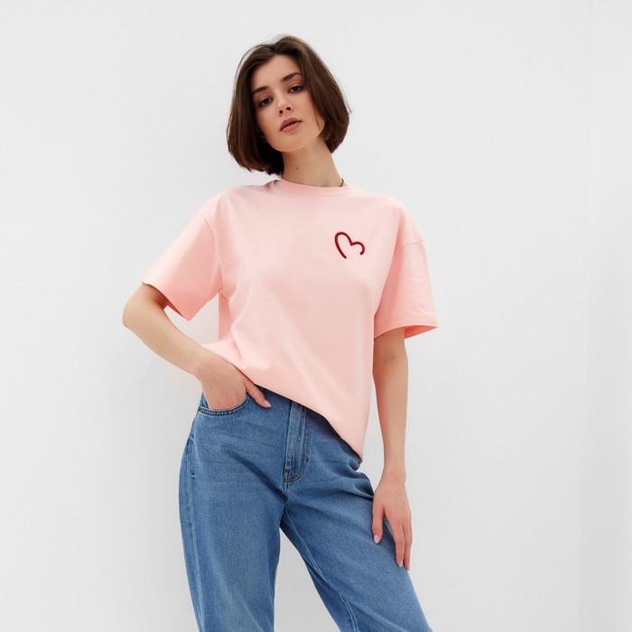 

Футболка женская MINAKU HEART оранжевая 52 RU, Оранжевый, HEART