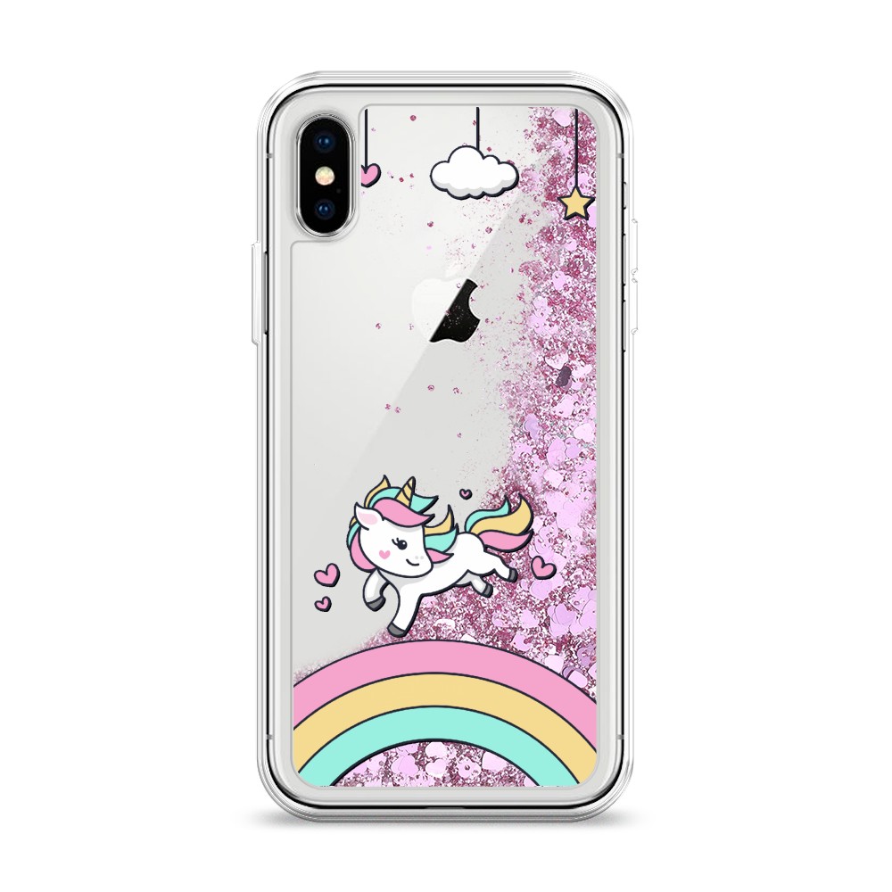 

Жидкий чехол с блестками "Единорог на радуге" на Apple iPhone X (10), 11094-1