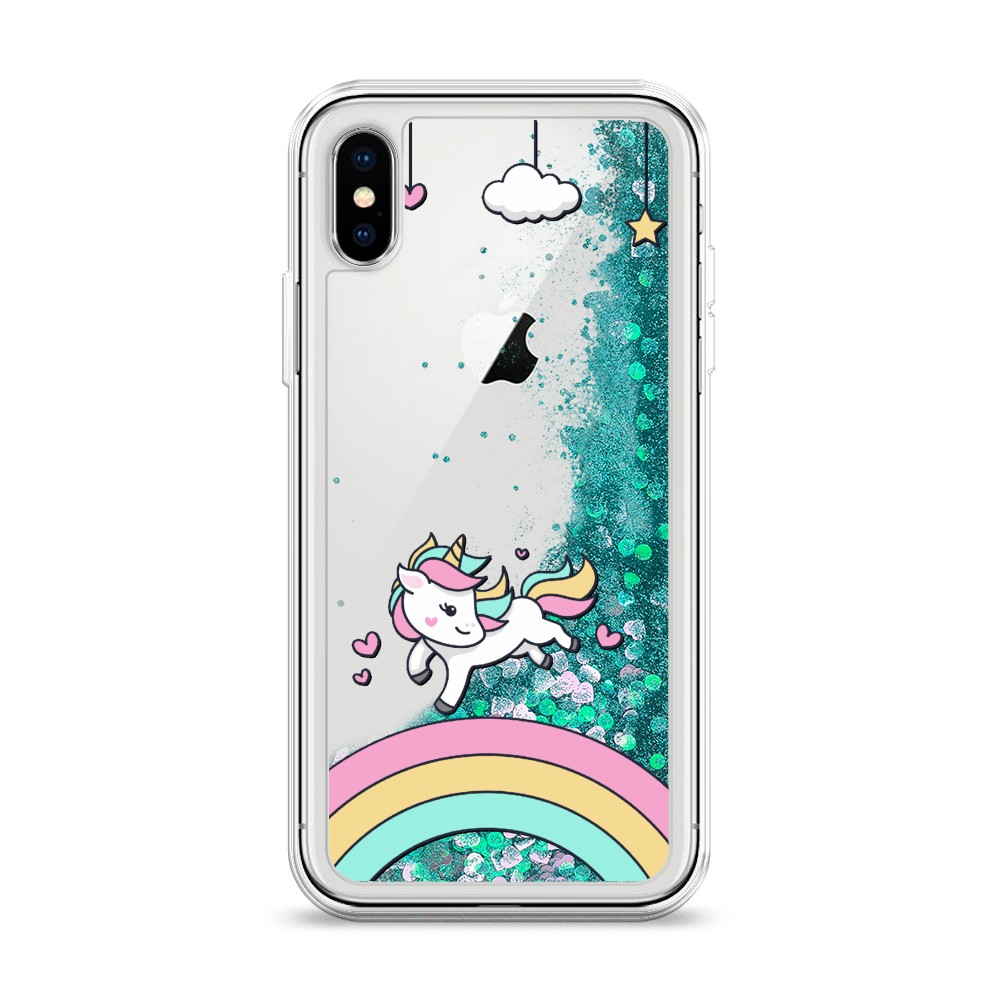 

Жидкий чехол с блестками "Единорог на радуге" на Apple iPhone X (10), 11095-1