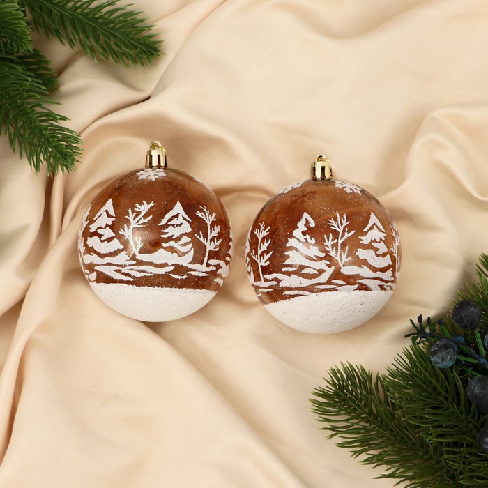 Шар на ель Зимнее волшебство Зимнее сияние 9510225 2 шт. белый коричневый