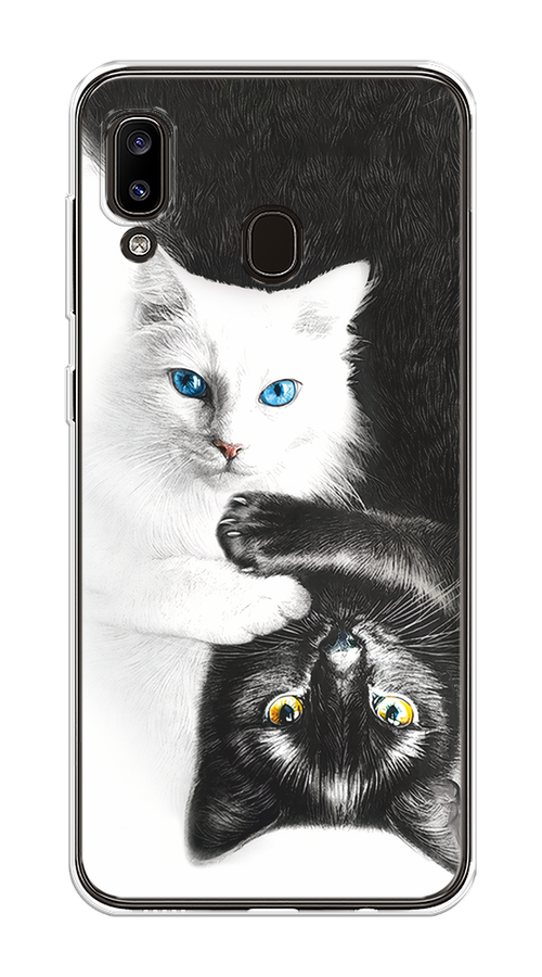 

Чехол на Samsung Galaxy A30/A20 "Коты Инь-Янь", Черный;белый;голубой, 27550-1