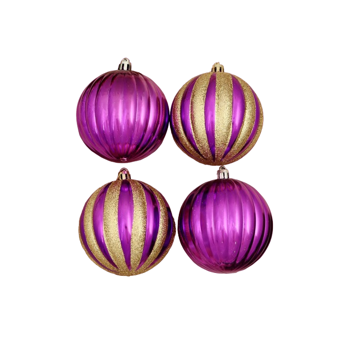 

Шар на ель Зимнее волшебство Агнет полосы 9510448 4 шт. золотистый фиолетовый, Агнет полосы