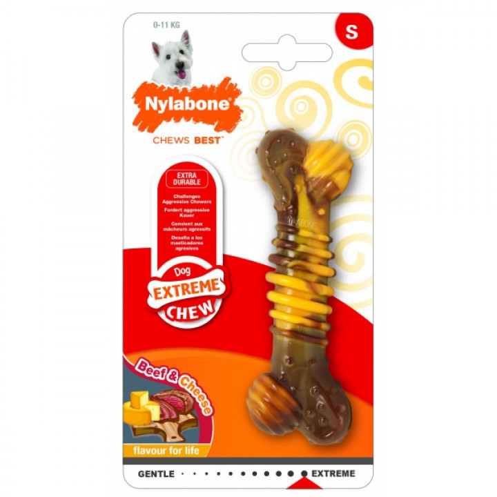 фото Игрушка для собак nylabone extreme chew texture bonee кость с ароматом говядины и сыра, s