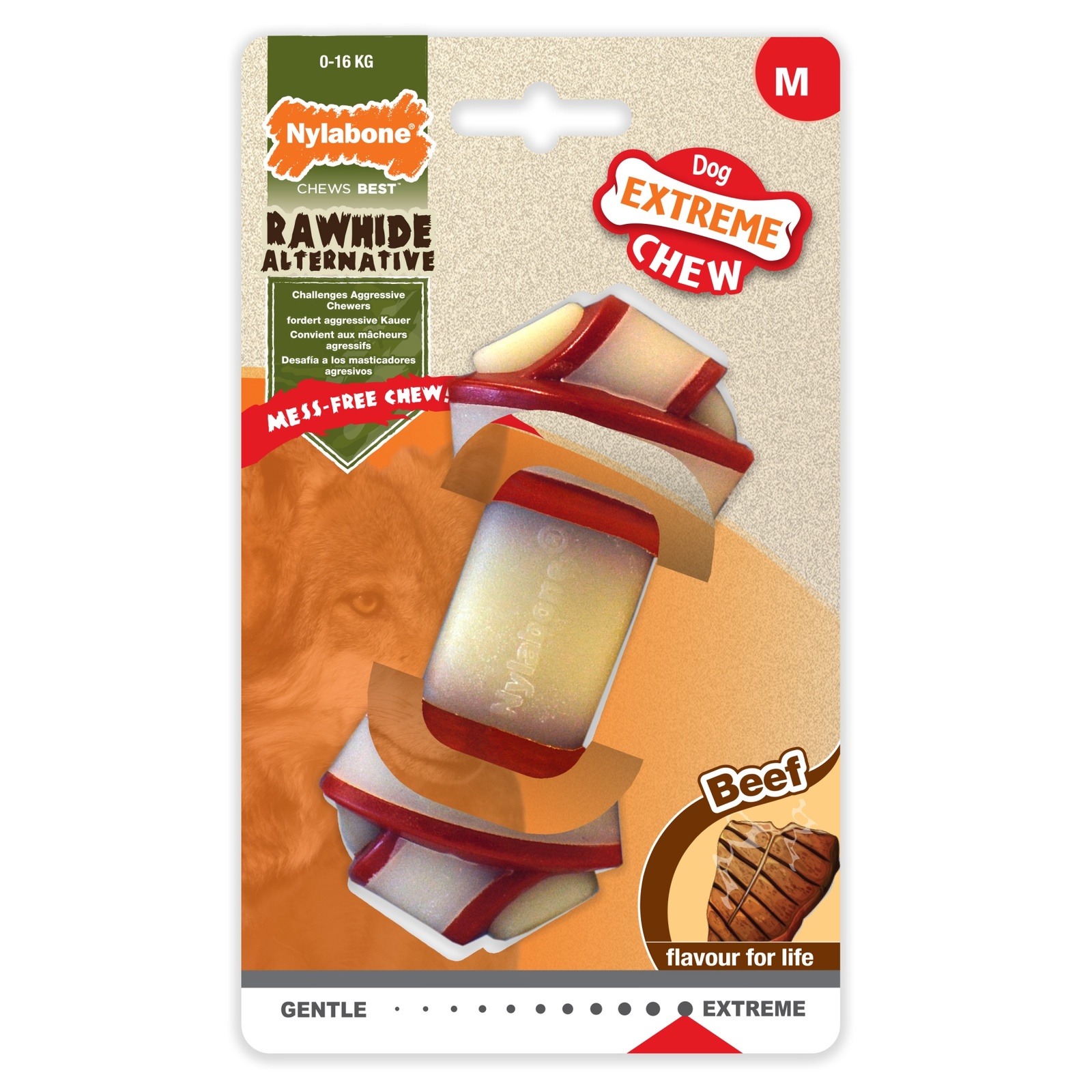 Развивающая игрушка для собак Nylabone Rawhide Knot Bone Beef, разноцветный, 5 см