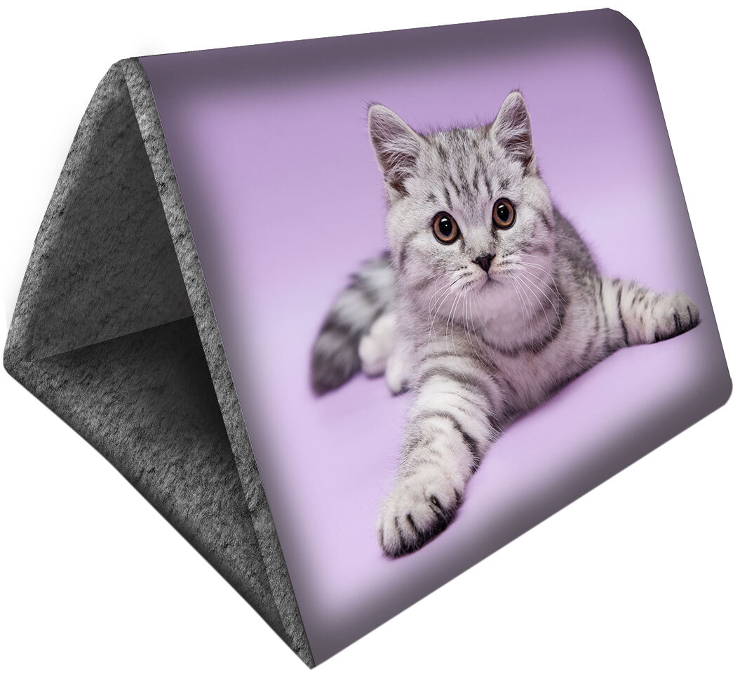 Домик для кошек PerseiLine Британец 2, серый, розовый, 46x36x36см