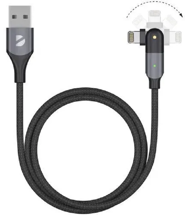 фото Кабель deppa usb type c - apple 8-pin поворотный 180°, 3а, 1.2 м, черный (72326)