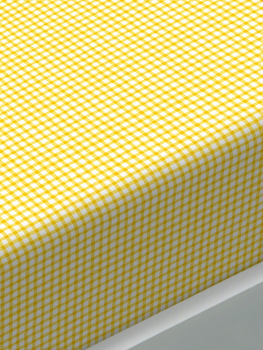 фото Простынь на резинке сказка "желтая клеточка" 140х200 см