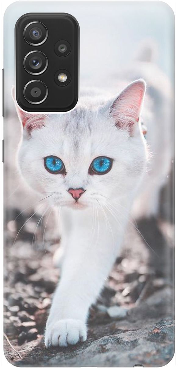 

Силиконовый чехол на Samsung Galaxy A52 с принтом "Голубоглазый кот", Белый;серый, 1541