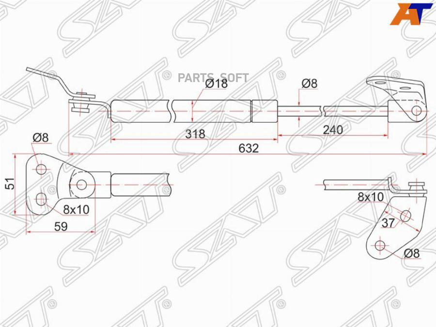 

SAT ST-D202-62-620A Амортизатор задней двери MAZDA DEMIO 96- RH 1шт