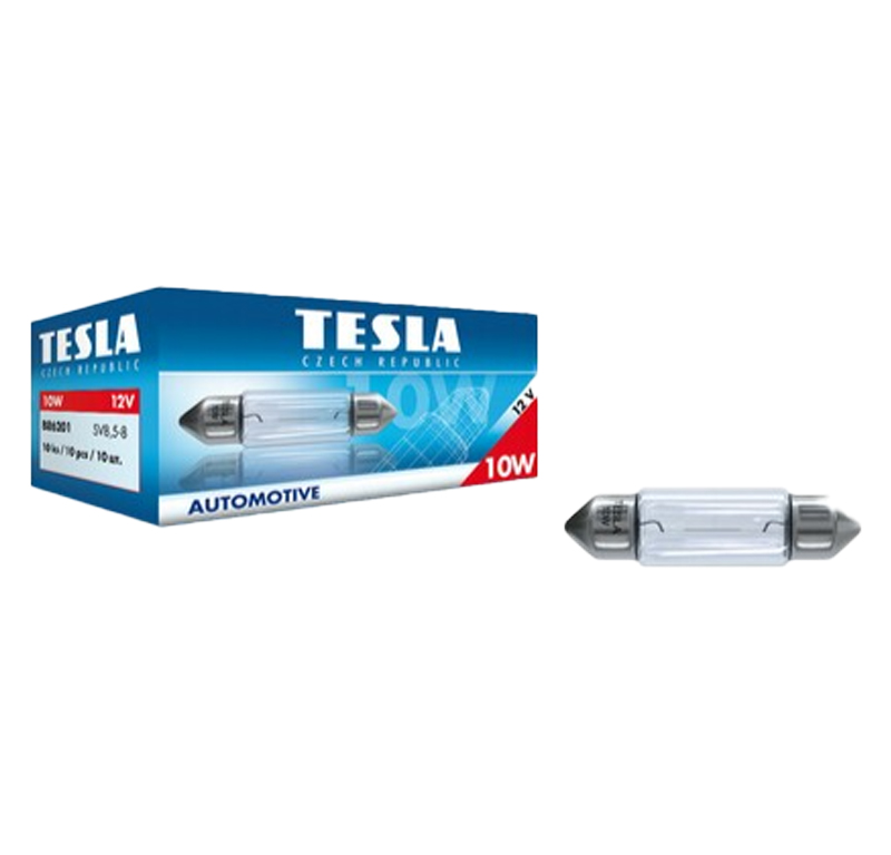 Лампа накаливания автомобильная Tesla цоколь sv8, 5-8 12В 10Вт B86201