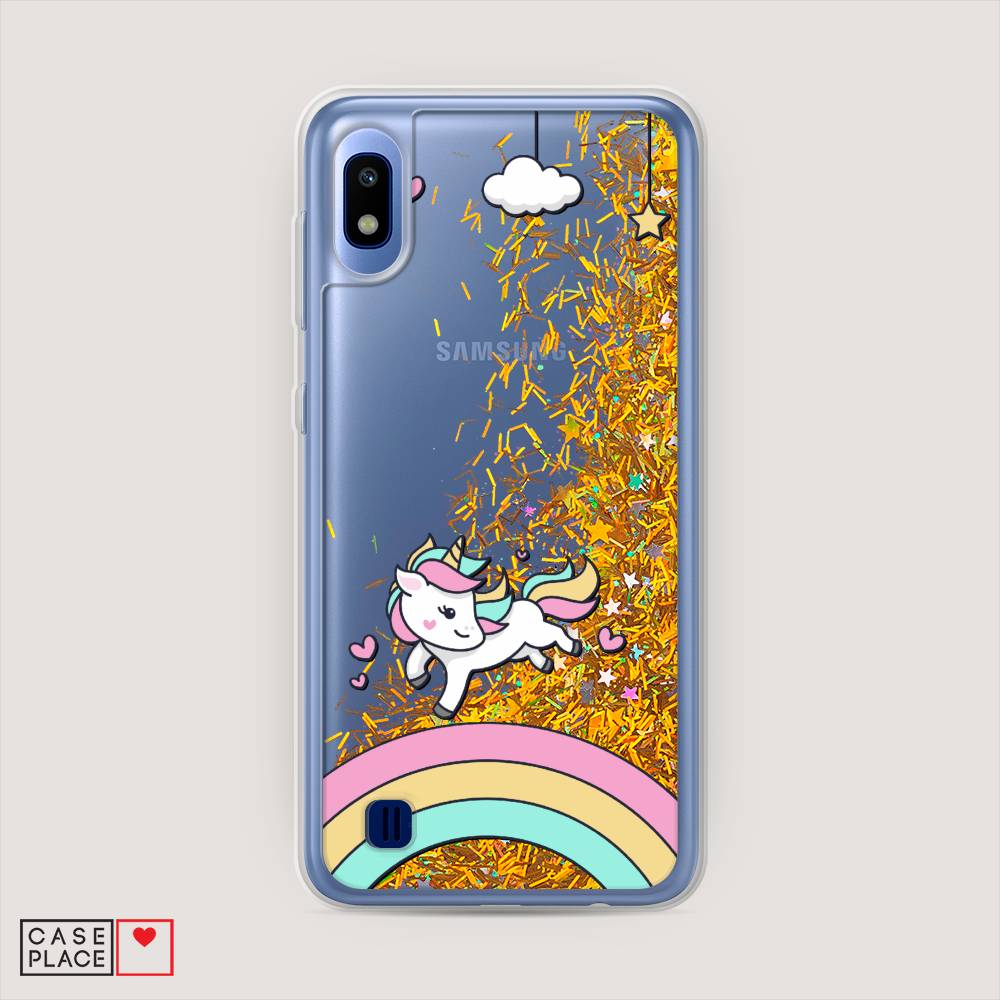 

Жидкий чехол с блестками "Единорог на радуге" на Samsung Galaxy A10, 27990-1