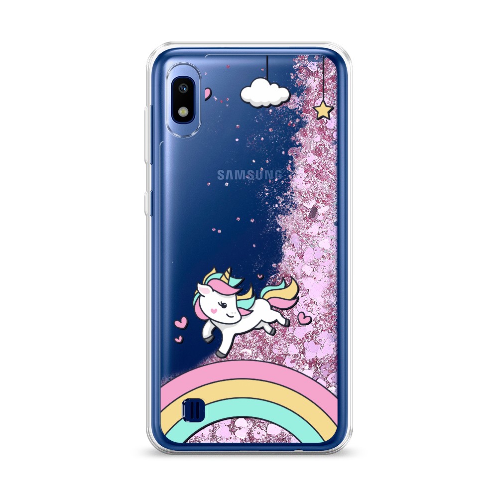 

Жидкий чехол с блестками "Единорог на радуге" на Samsung Galaxy A10, 27994-1