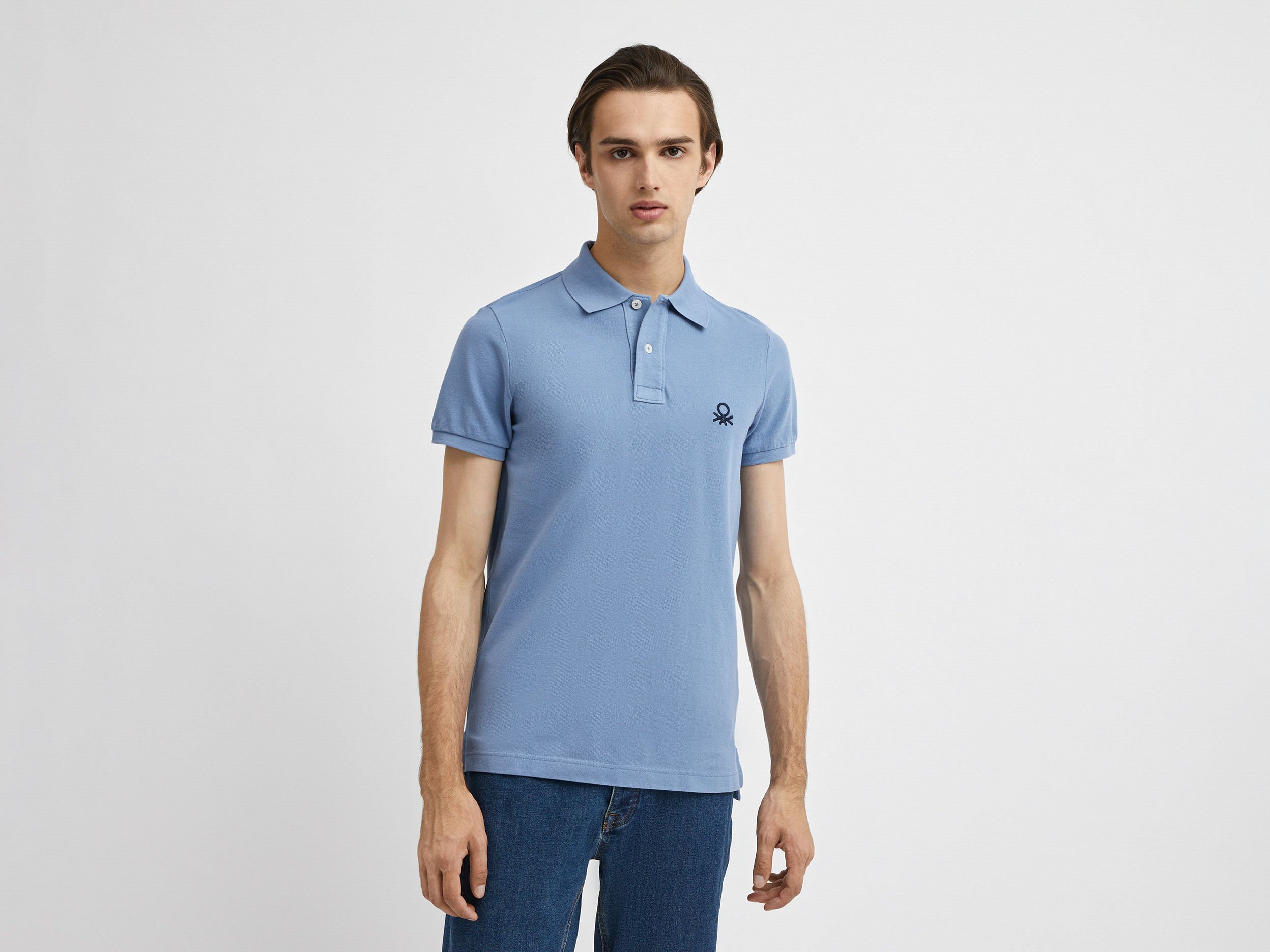 

Футболка-поло мужская United Colors of Benetton 21A_3089J3178 голубая XL, 21A_3089J3178