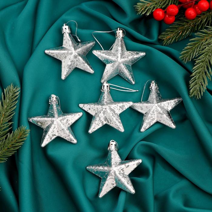 

Елочная игрушка Зимнее волшебство Звезды грация 6536861 6 шт. серебристый, Звезды грация