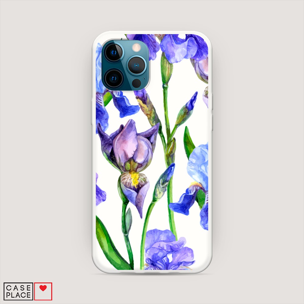 

Матовый силиконовый чехол "Синие ирисы" на Apple iPhone 12 Pro, 12857-1