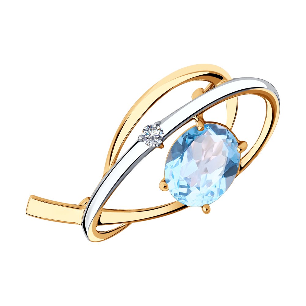 

Брошь из красного золота с топазом и фианитом Diamant 51-340-00939-1, 51-340-00939-1