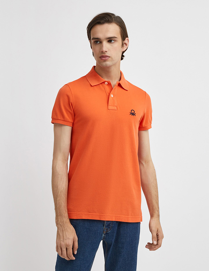 

Футболка-поло мужская United Colors of Benetton 21A_3089J3178 оранжевая S, 21A_3089J3178