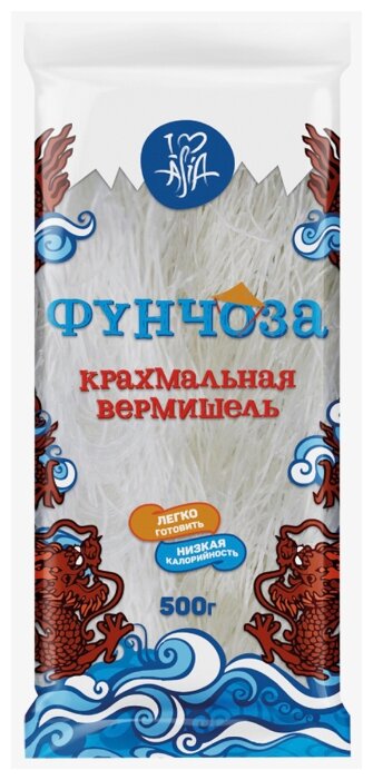 Вермишель крахмальная «Фунчоза», 500г, I love Asia, п/э пакет