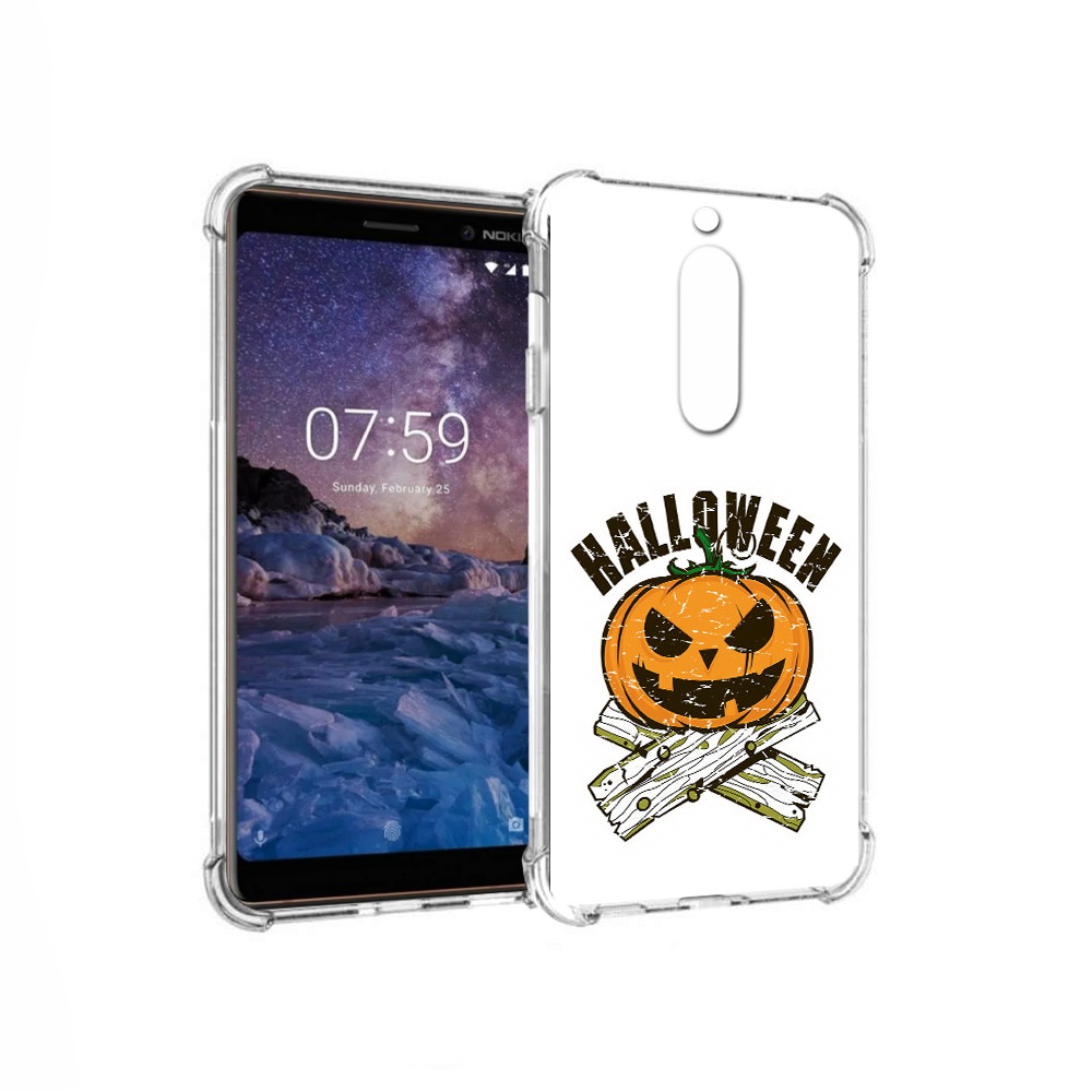

Чехол MyPads Tocco для Nokia 7 Хэллоуин доски тыква (PT95887.123.194), Прозрачный, Tocco